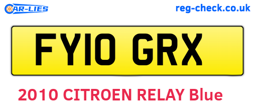 FY10GRX are the vehicle registration plates.