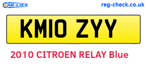 KM10ZYY are the vehicle registration plates.