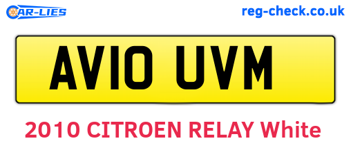 AV10UVM are the vehicle registration plates.