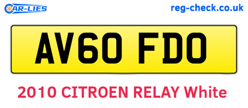 AV60FDO are the vehicle registration plates.