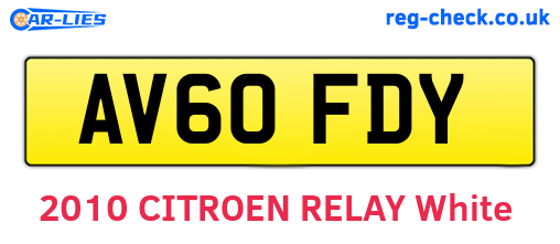 AV60FDY are the vehicle registration plates.
