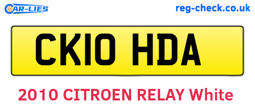CK10HDA are the vehicle registration plates.