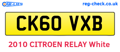 CK60VXB are the vehicle registration plates.