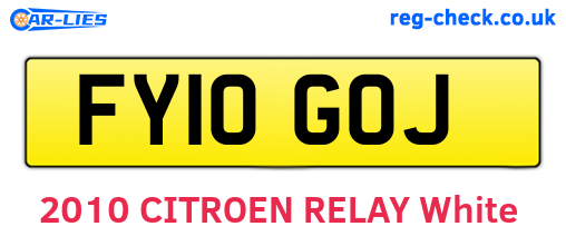 FY10GOJ are the vehicle registration plates.