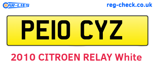 PE10CYZ are the vehicle registration plates.