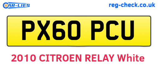 PX60PCU are the vehicle registration plates.