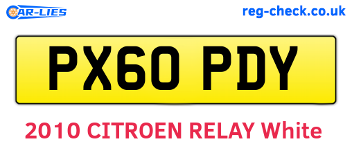 PX60PDY are the vehicle registration plates.