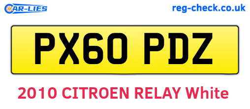 PX60PDZ are the vehicle registration plates.