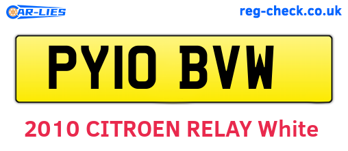 PY10BVW are the vehicle registration plates.