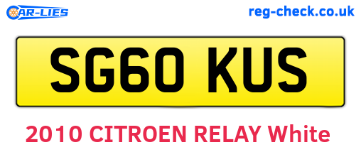 SG60KUS are the vehicle registration plates.