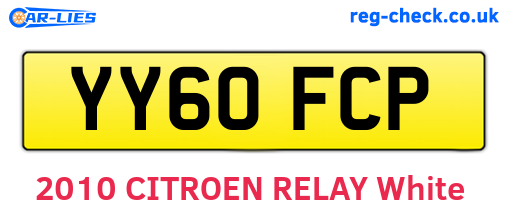 YY60FCP are the vehicle registration plates.