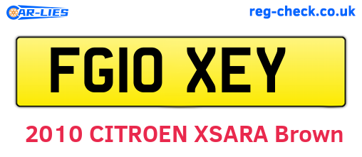 FG10XEY are the vehicle registration plates.