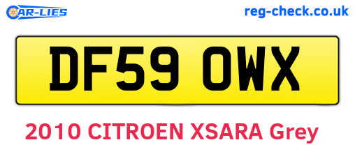DF59OWX are the vehicle registration plates.