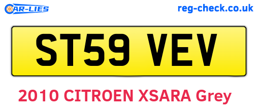 ST59VEV are the vehicle registration plates.