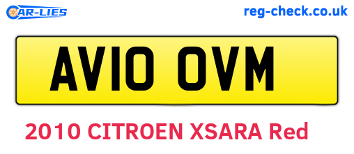 AV10OVM are the vehicle registration plates.