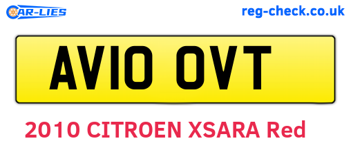 AV10OVT are the vehicle registration plates.