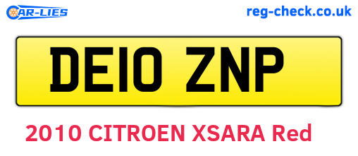 DE10ZNP are the vehicle registration plates.