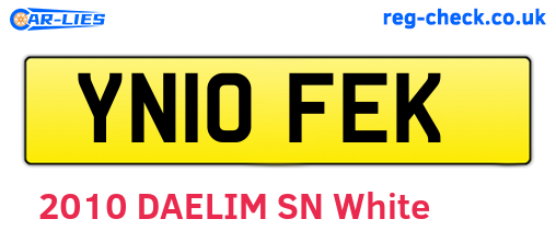 YN10FEK are the vehicle registration plates.