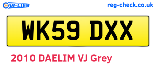 WK59DXX are the vehicle registration plates.