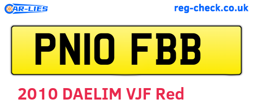 PN10FBB are the vehicle registration plates.