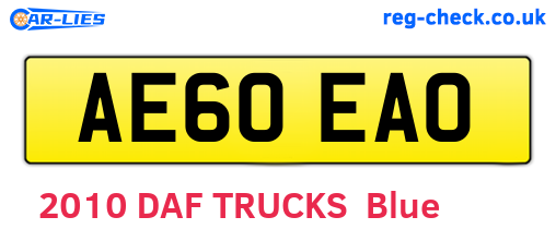 AE60EAO are the vehicle registration plates.