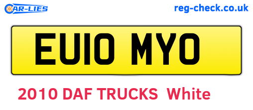 EU10MYO are the vehicle registration plates.