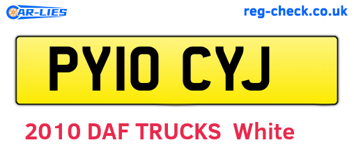 PY10CYJ are the vehicle registration plates.
