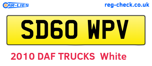 SD60WPV are the vehicle registration plates.