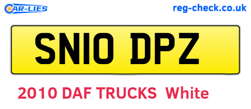 SN10DPZ are the vehicle registration plates.