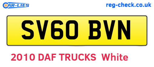 SV60BVN are the vehicle registration plates.