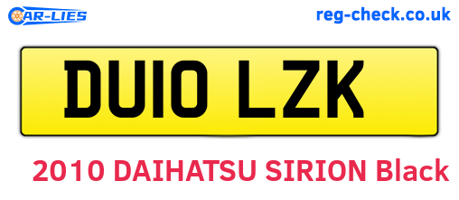DU10LZK are the vehicle registration plates.