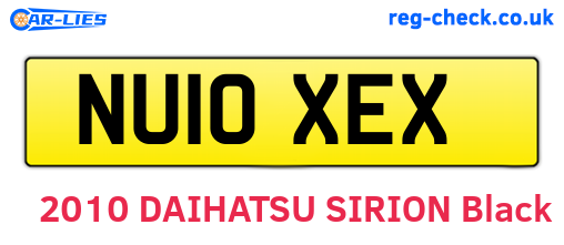 NU10XEX are the vehicle registration plates.