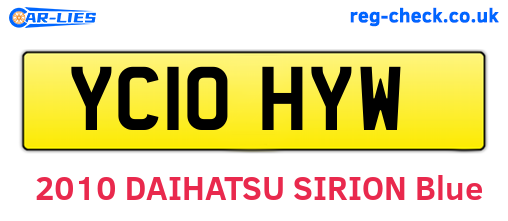 YC10HYW are the vehicle registration plates.