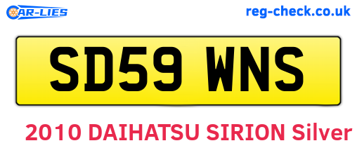 SD59WNS are the vehicle registration plates.
