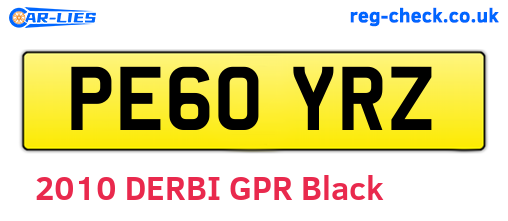 PE60YRZ are the vehicle registration plates.