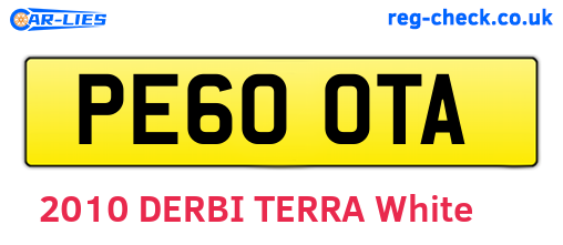 PE60OTA are the vehicle registration plates.