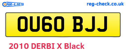 OU60BJJ are the vehicle registration plates.
