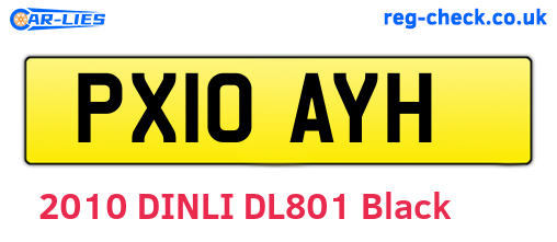 PX10AYH are the vehicle registration plates.