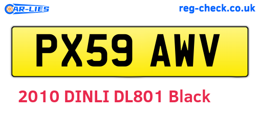PX59AWV are the vehicle registration plates.