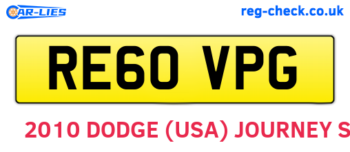 RE60VPG are the vehicle registration plates.