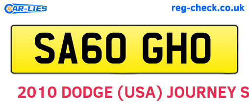 SA60GHO are the vehicle registration plates.