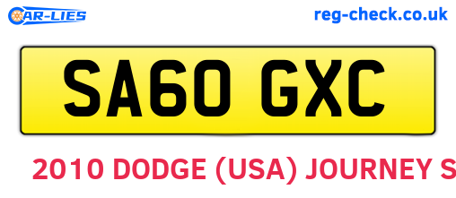 SA60GXC are the vehicle registration plates.