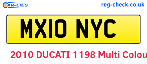 MX10NYC are the vehicle registration plates.
