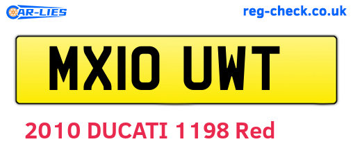 MX10UWT are the vehicle registration plates.