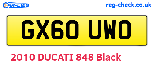 GX60UWO are the vehicle registration plates.