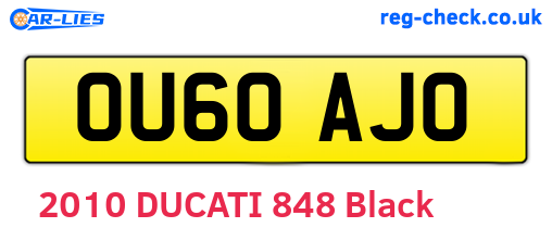 OU60AJO are the vehicle registration plates.