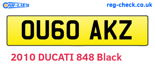 OU60AKZ are the vehicle registration plates.
