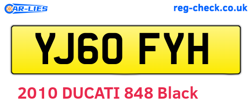 YJ60FYH are the vehicle registration plates.