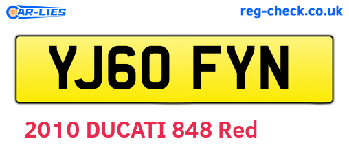 YJ60FYN are the vehicle registration plates.
