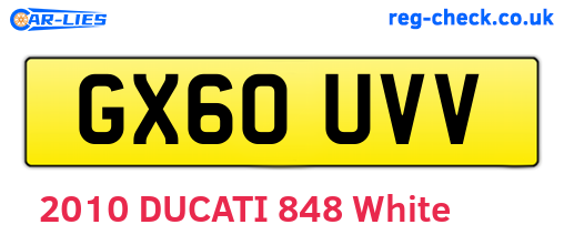 GX60UVV are the vehicle registration plates.